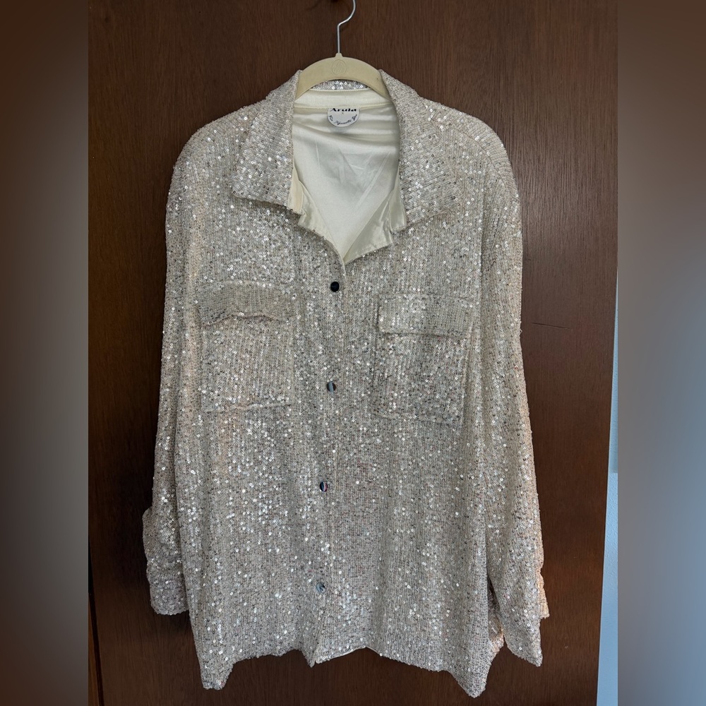 ARULA Shimmering Sequin Top